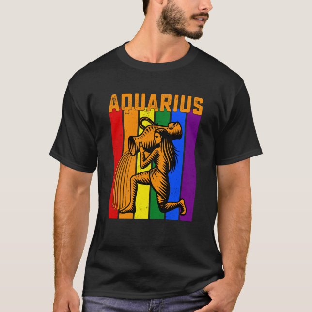 LGBTQ Aquarius Zodiac Sign Vintage Astrology T-Shirt (Front)