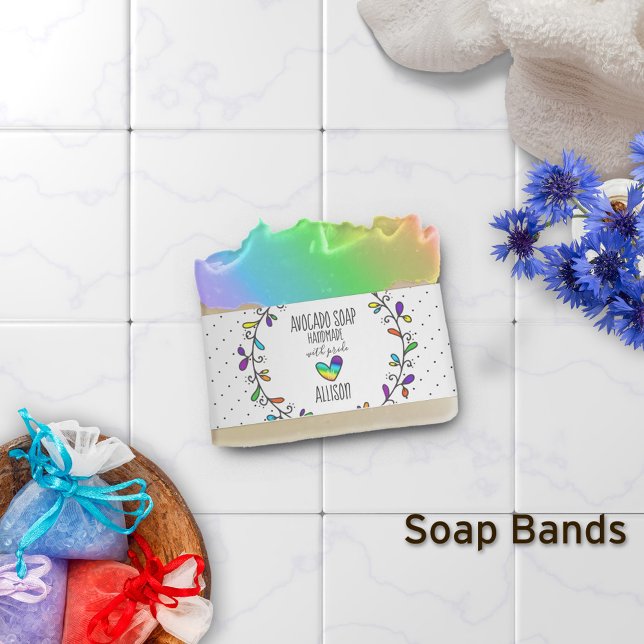LGBTQ Artisan-Made With Pride Heart Soap Band Wrap Invitation Belly Band (Creator Uploaded)