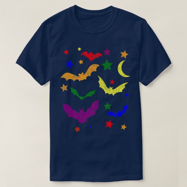LGBTQ Bat Lovers Halloween Gay Pride Flag Biseual  T-Shirt (Design Front)