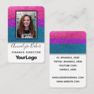 LGBTQ Bisexual Glitter Professional Logo Photo     Business Card