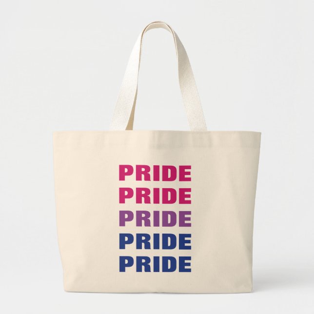 LGBTQ Bisexual Pride Customisable Repeated Text Large Tote Bag (Front)