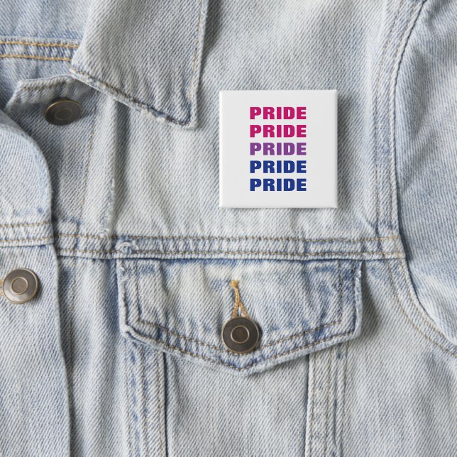 LGBTQ Bisexual Pride Customizable Repeated Text 15 Cm Square Badge (In Situ)