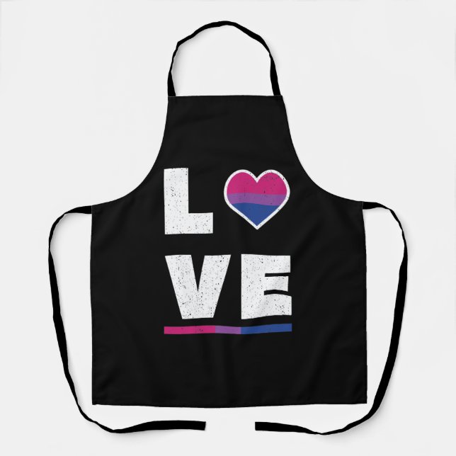 LGBTQ Bisexual Pride Flag Distressed Grunge Love Apron (Front)