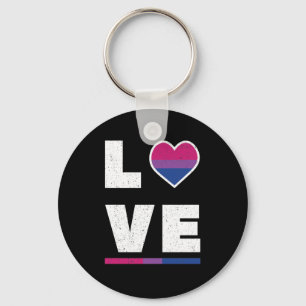 LGBTQ Bisexual Pride Flag Distressed Grunge Love Key Ring