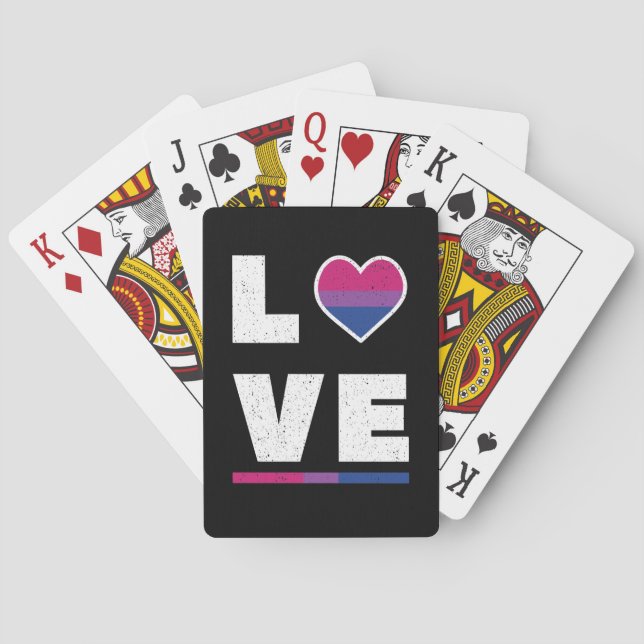 LGBTQ Bisexual Pride Flag Distressed Grunge Love Playing Cards (Back)
