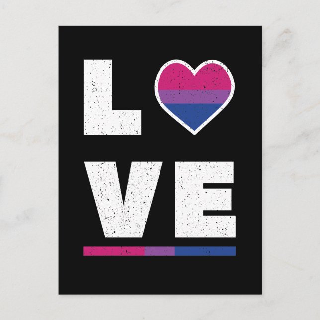 LGBTQ Bisexual Pride Flag Distressed Grunge Love Postcard (Front)