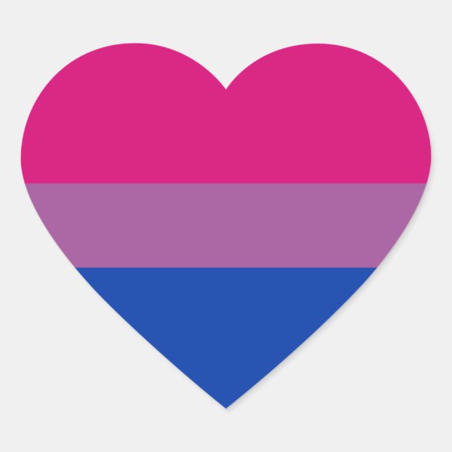 LGBTQ Bisexual Pride Flag Heart Sticker (Front)