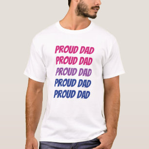 LGBTQ Bisexual Pride Proud Dad Repeating Text T-Shirt