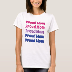 LGBTQ Bisexual Pride Proud Mum Repeating Text T-Shirt