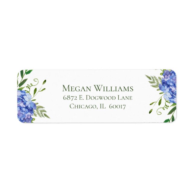LGBTQ Blue Hydrangeas Floral Return Address (Front)
