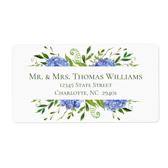 LGBTQ Blue Hydrangeas Floral Wedding Address (Front)