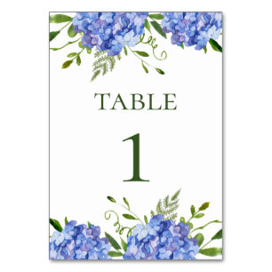LGBTQ Blue Hydrangeas Floral Wedding Table Number