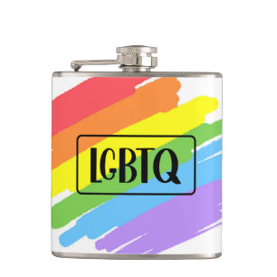 LGBTQ Brushstrokes Rainbow Hip Flask