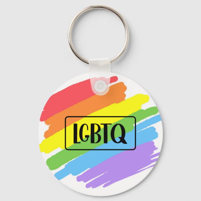 LGBTQ Brushstrokes Rainbow Key Ring (Front)