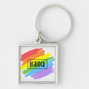 LGBTQ Brushstrokes Rainbow Key Ring