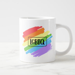 LGBTQ Brushstrokes Rainbow Large Coffee Mug