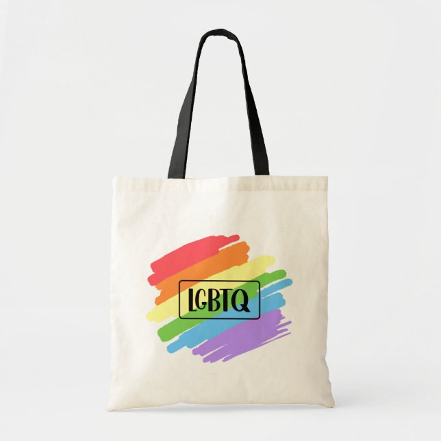 LGBTQ Brushstrokes Rainbow Tote Bag (Front)