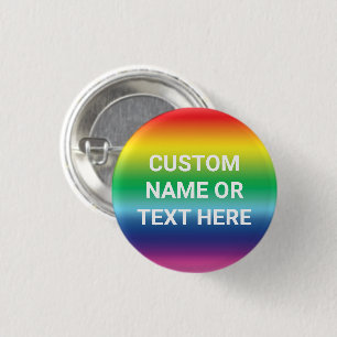 Lgbtq custom text rainbow gradient gay pride flag 3 cm round badge