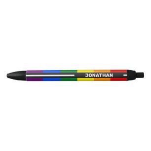 LGBTQ Customisable Name Gay Pride Flag Rainbow Blue Ink Pen