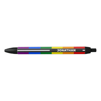 LGBTQ Customisable Name Gay Pride Flag Rainbow Blue Ink Pen