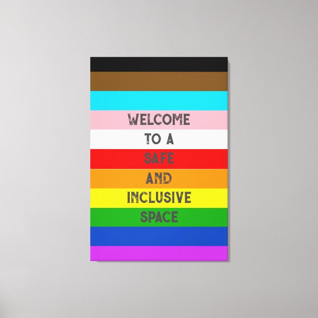 LGBTQ Customisable Progress Pride Flag Rainbow Canvas Print (Front)