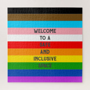 LGBTQ Customisable Progress Pride Flag Rainbow Jigsaw Puzzle