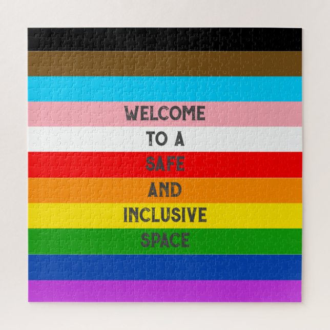 LGBTQ Customisable Progress Pride Flag Rainbow Jigsaw Puzzle (Vertical)