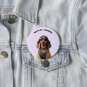 LGBTQ DACHSHUND 7.5 CM ROUND BADGE