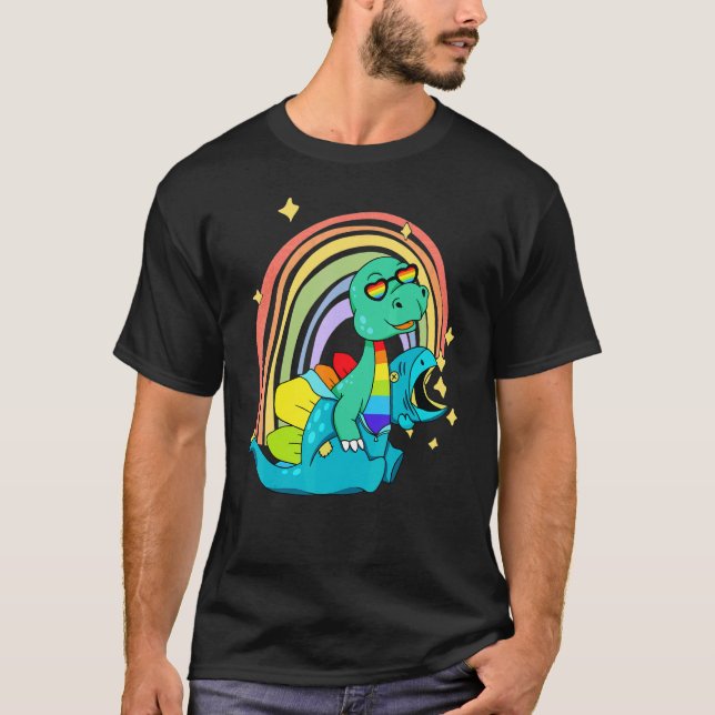 LGBTQ   Dinosaur   Rex Wearing Dino Costume T-Shirt (Front)