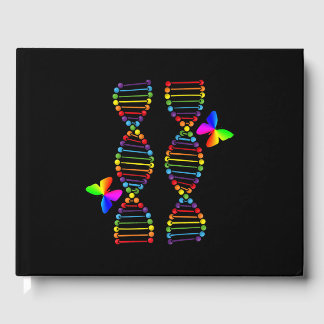 LGBTQ DNA Rainbow Flag Butterfly Gay Pride Month L Guest Book