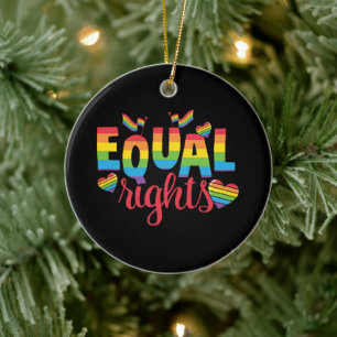 LGBTQ - Equal Rights - Rainbow Colours Ceramic Tree Decoration