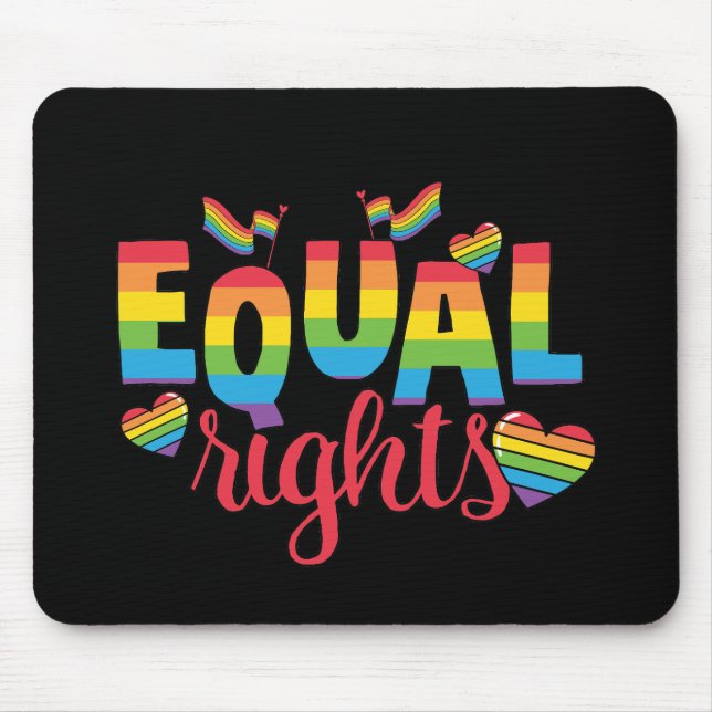 LGBTQ - Equal Rights - Rainbow Colours Mouse Mat (Front)
