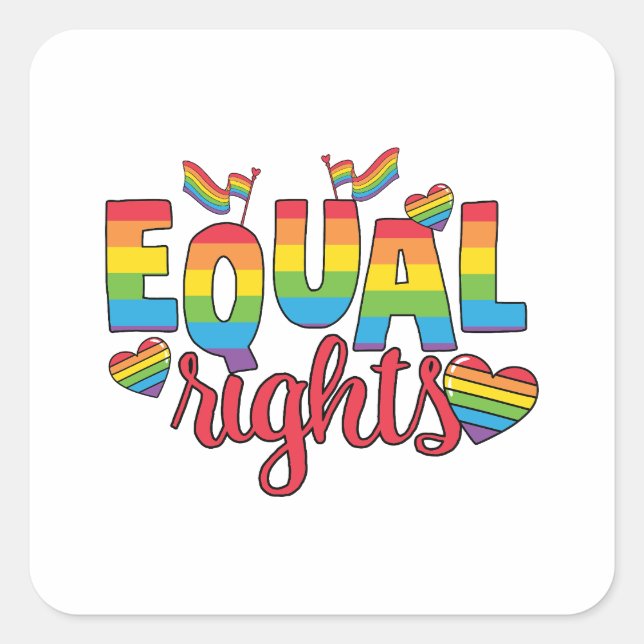 LGBTQ - Equal Rights - Rainbow Colours Square Sticker (Front)