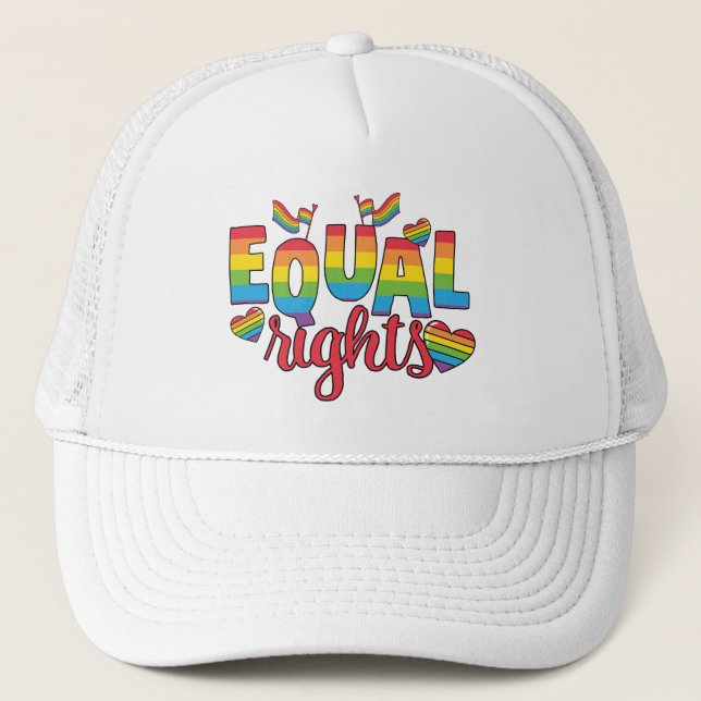 LGBTQ - Equal Rights - Rainbow Colours Trucker Hat (Front)