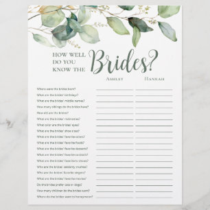 LGBTQ Eucalyptus Bridal Shower Games Flyer