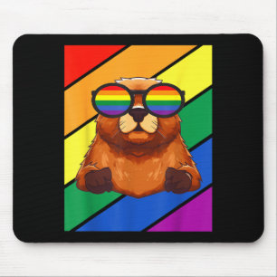 Lgbtq Flag Gay Pride Month Groundhog With Lgbt Gle Mouse Mat