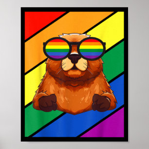 Lgbtq Flag Gay Pride Month Groundhog With Lgbt Gle Poster