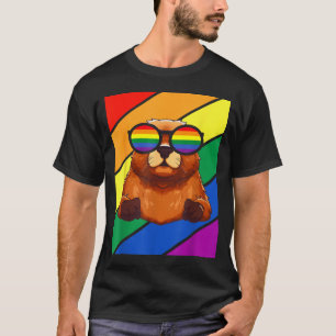 Lgbtq Flag Gay Pride Month Groundhog With Lgbt Gle T-Shirt