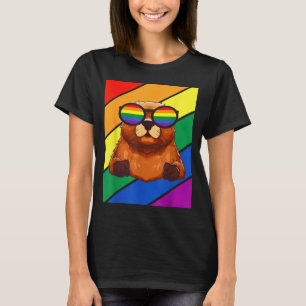 Lgbtq Flag Gay Pride Month Groundhog With Lgbt Gle T-Shirt