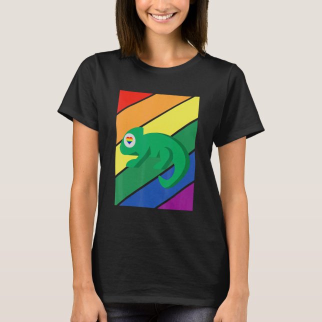 LGBTQ Flag Gay Pride Month Rainbow Chameleon LGBT  T-Shirt (Front)