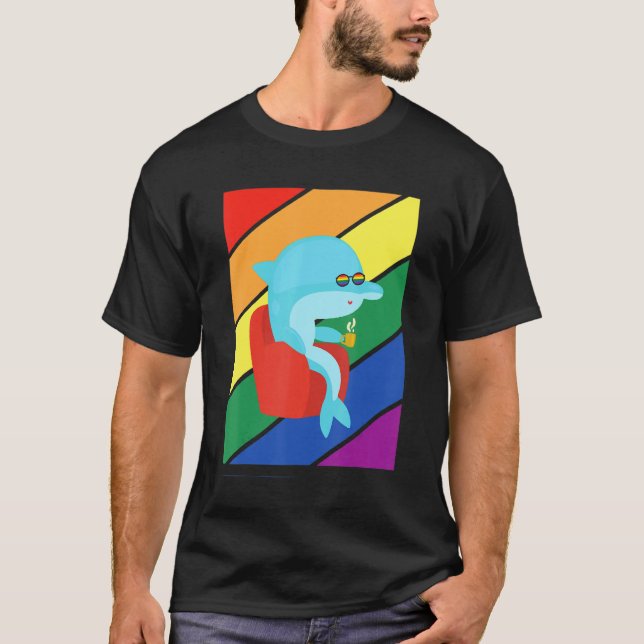 Lgbtq Flag Gay Pride Month Rainbow Dolphin Lgbt Gl T-Shirt (Front)