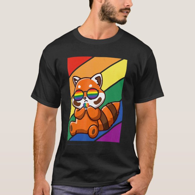 Lgbtq Flag Gay Pride Month Rainbow Fox With Lgbt G T-Shirt (Front)