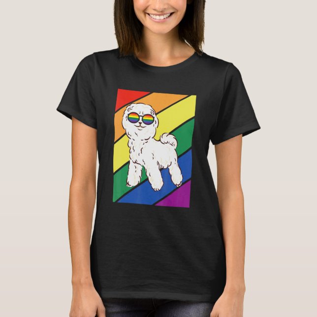LGBTQ Flag Gay Pride Month Rainbow Poodle Dog LGBT T-Shirt (Front)