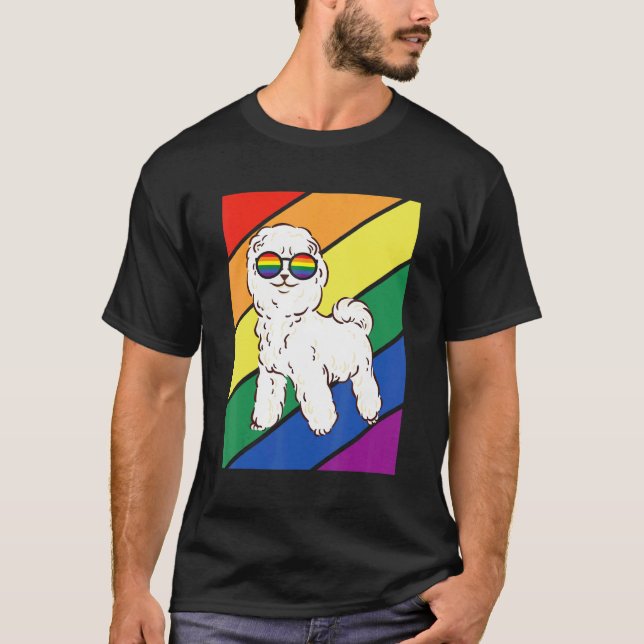 LGBTQ Flag Gay Pride Month Rainbow Poodle Dog LGBT T-Shirt (Front)