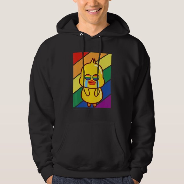 LGBTQ Flag Gay Pride Month Rainbow Sad Duck LGBT G Hoodie (Front)