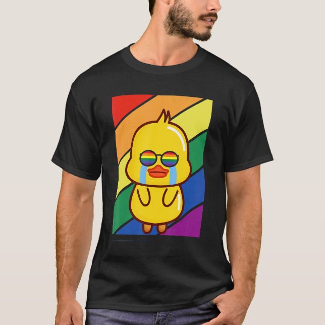 LGBTQ Flag Gay Pride Month Rainbow Sad Duck LGBT G T-Shirt (Front)
