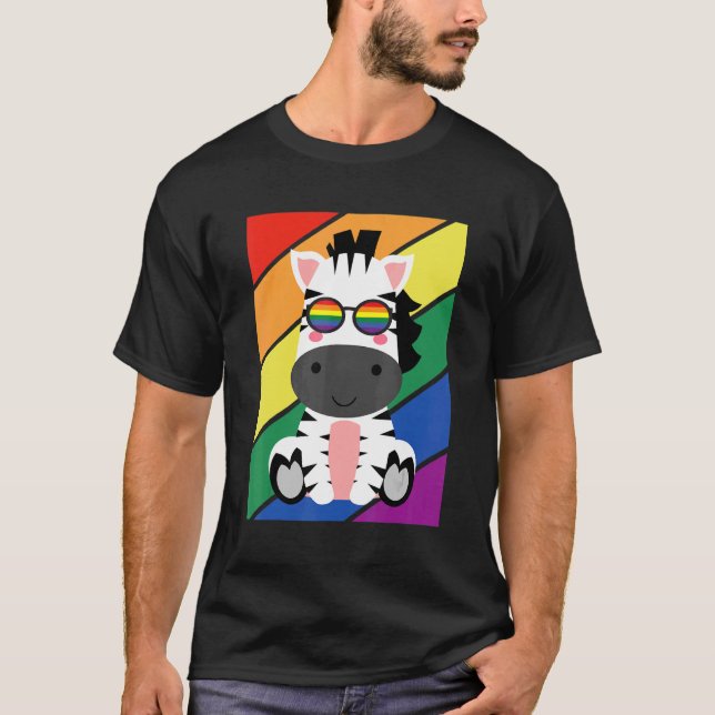 LGBTQ Flag Gay Pride Month Rainbow Zebras LGBT Gla T-Shirt (Front)