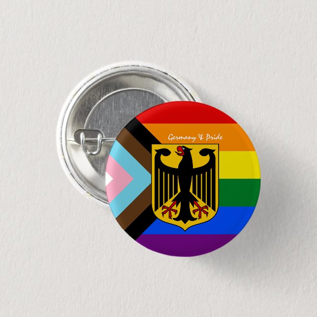 LGBTQ Flag & German emblem Pride / Germany  3 Cm Round Badge (Front & Back)