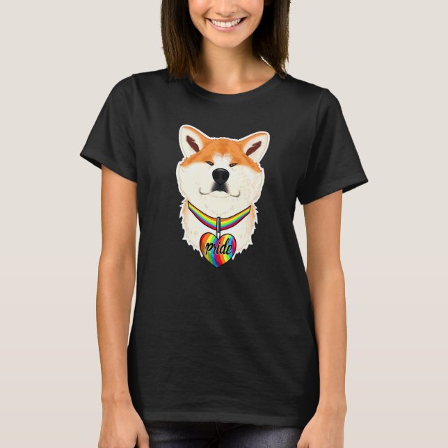 Lgbtq Flag I Gay Pride Flag I Akita Inu T-Shirt (Front)