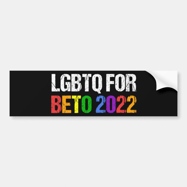 LGBTQ for Beto Governor 2022 Election Rainbow Bumper Sticker (Front)